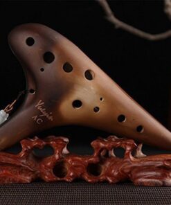 Ocarina professionale a 12 note in Do - fumata su un fuoco di paglia Ocarina in legno annerito