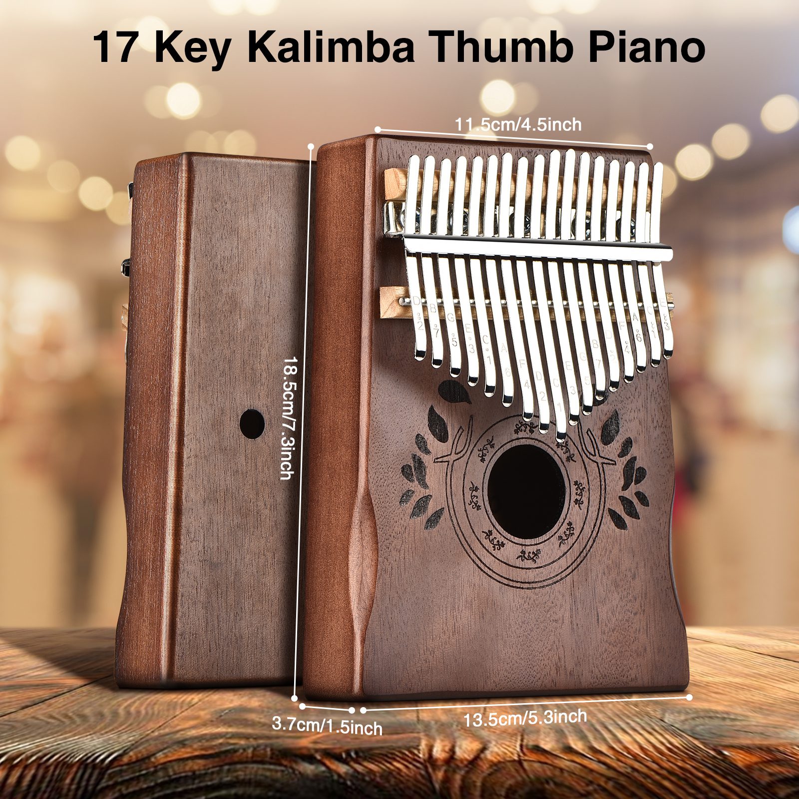 Kalimba à 17 touches en acacia pour enfant et adulte, piano à