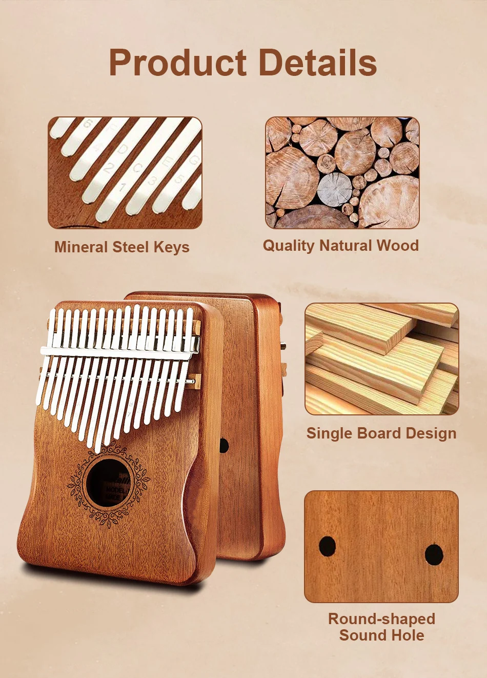 beginner kit - 17-note mahogany kalimba